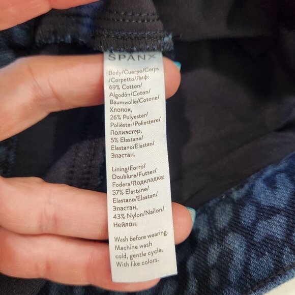 SPANX Jean-ish Leopard Print Jegging Womens‎ M Blue Stretch Pull On Slimming - Picture 7 of 8